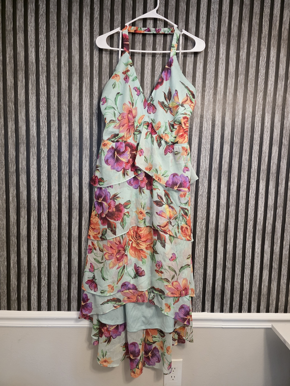 Lena Mint Green Floral High-Low Maxi Dress